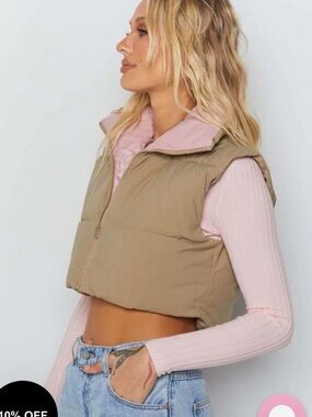 Beginning Boutique Glacier Puffer Vest Tan